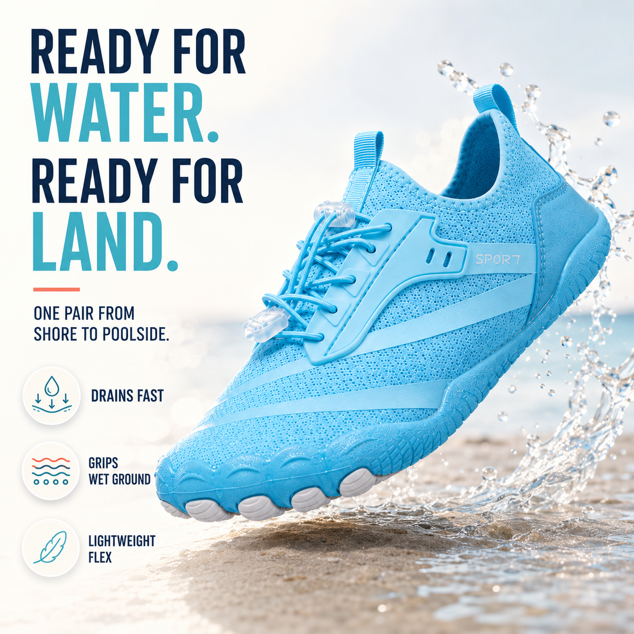 Naturnarr | Strideox Barfuß-Wasserschuhe | Schnelltrocknend rutschfest Strandschuh
