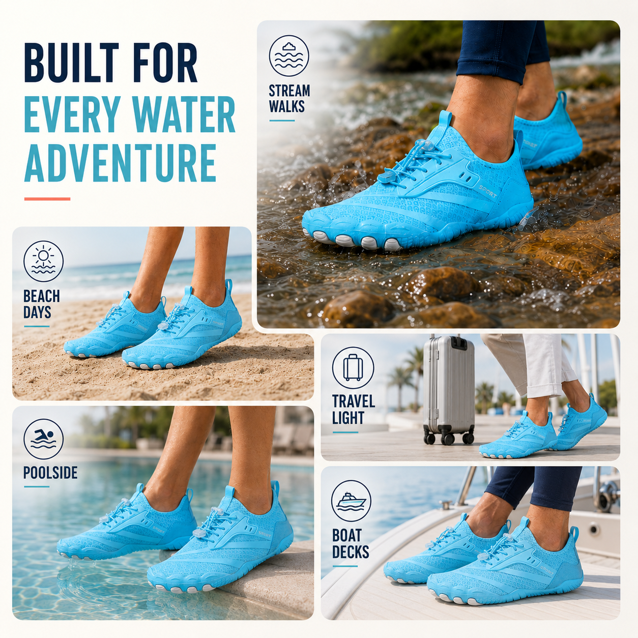 Naturnarr | Strideox Barfuß-Wasserschuhe | Schnelltrocknend rutschfest Strandschuh