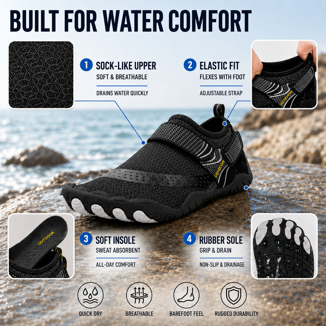 Naturnarr | Tidewade Fünf-Zehen-Schnelltrocknende Wasserschuhe